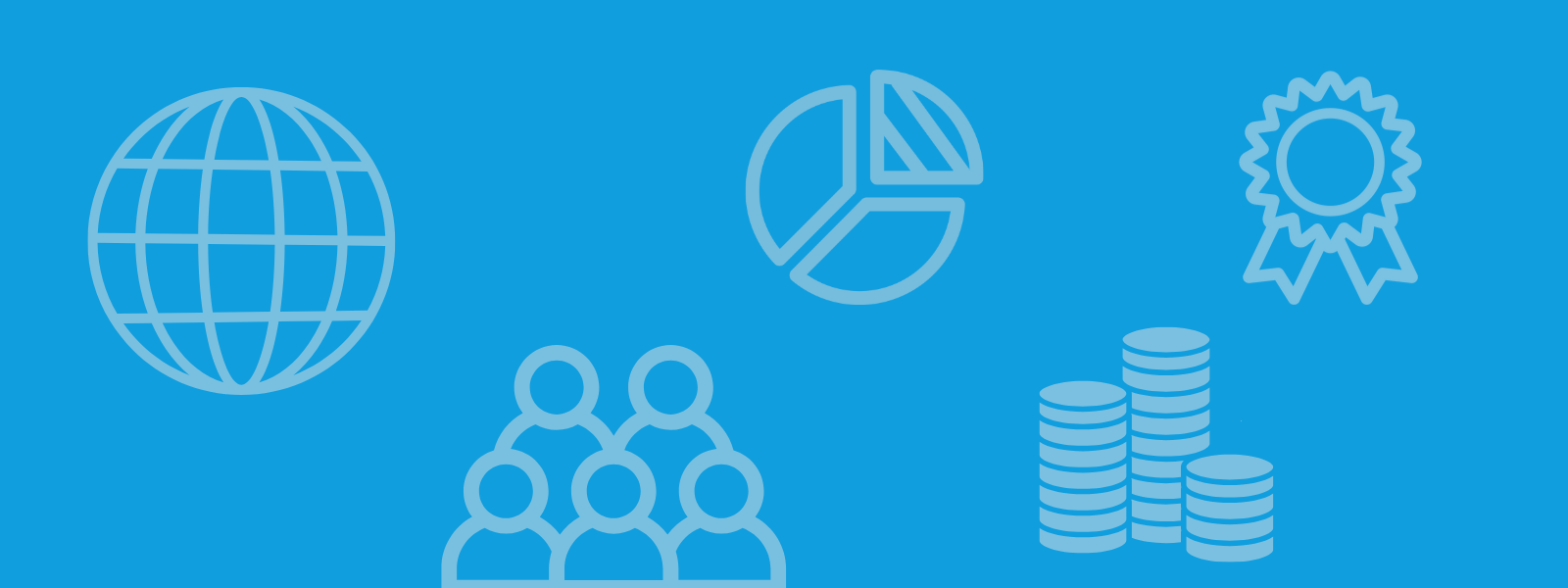 Performance related icons set on a blue background