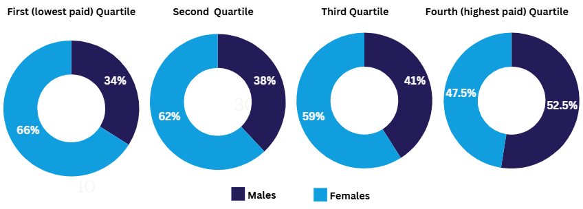 Gender balance across pay quartiles 2025