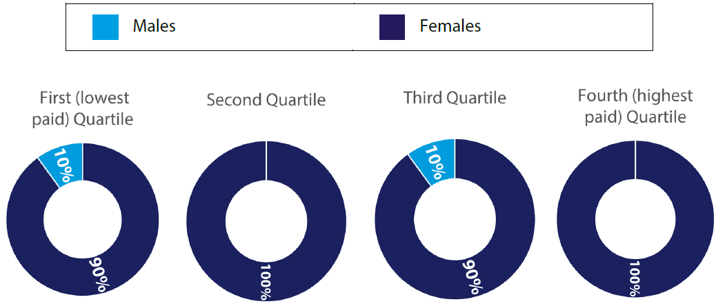 Gender representation in pay quartiles for nursery staff
